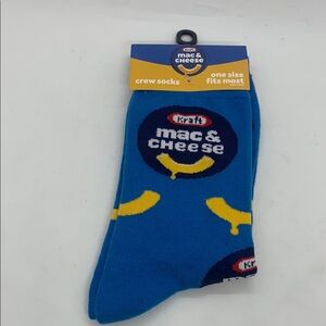 Kraft Mac & Cheese NWT Crew Socks Blue Multi One Size Fits Most Fun Theme